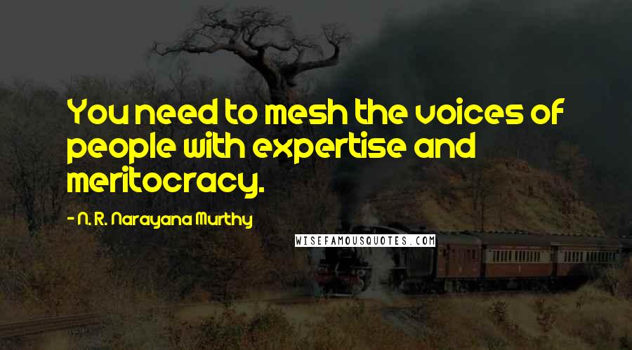 N. R. Narayana Murthy Quotes: You need to mesh the voices of people with expertise and meritocracy.