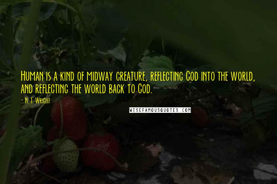 N. T. Wright Quotes: Human is a kind of midway creature, reflecting God into the world, and reflecting the world back to God.
