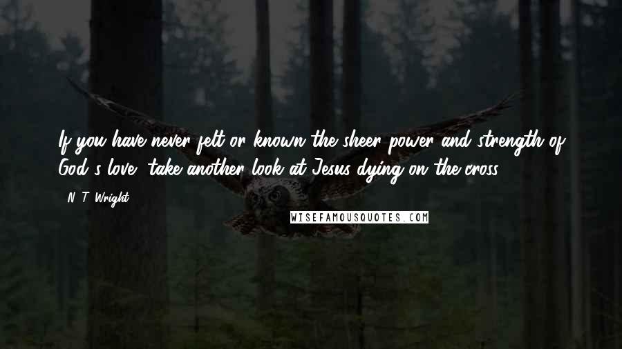 N. T. Wright Quotes: If you have never felt or known the sheer power and strength of God's love, take another look at Jesus dying on the cross.