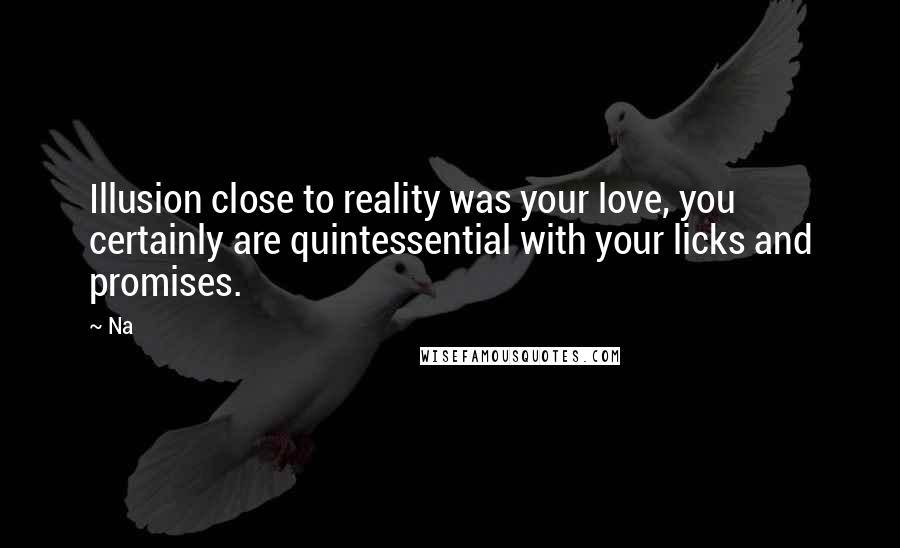 Na Quotes: Illusion close to reality was your love, you certainly are quintessential with your licks and promises.