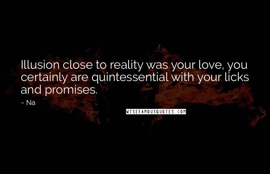 Na Quotes: Illusion close to reality was your love, you certainly are quintessential with your licks and promises.