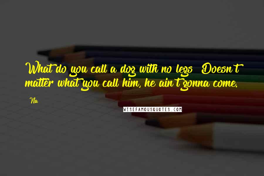 Na Quotes: What do you call a dog with no legs? Doesn't matter what you call him, he ain't gonna come.