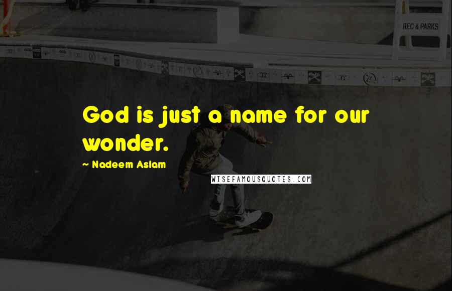 Nadeem Aslam Quotes: God is just a name for our wonder.