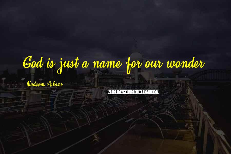 Nadeem Aslam Quotes: God is just a name for our wonder.