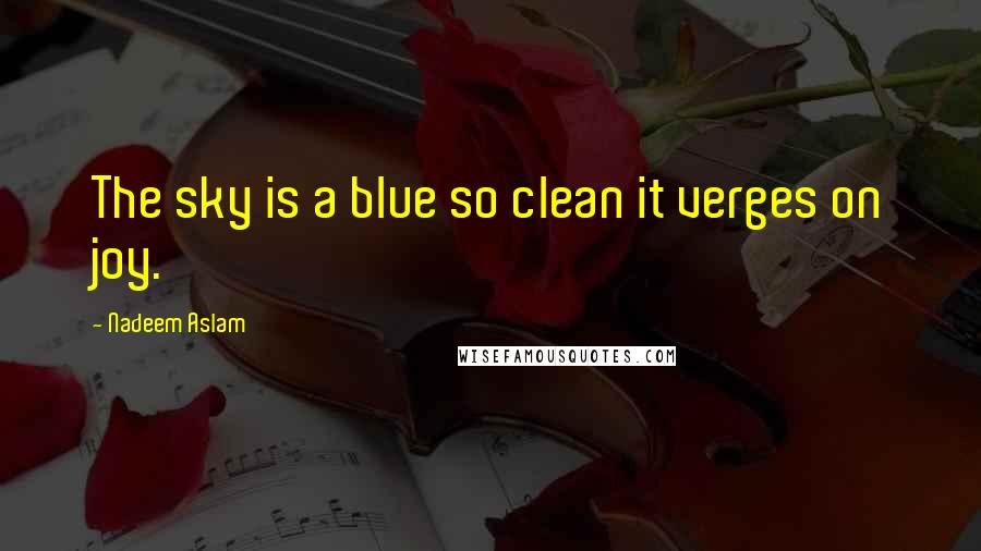 Nadeem Aslam Quotes: The sky is a blue so clean it verges on joy.