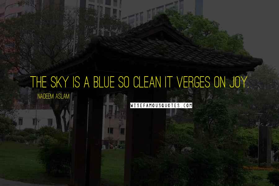 Nadeem Aslam Quotes: The sky is a blue so clean it verges on joy.