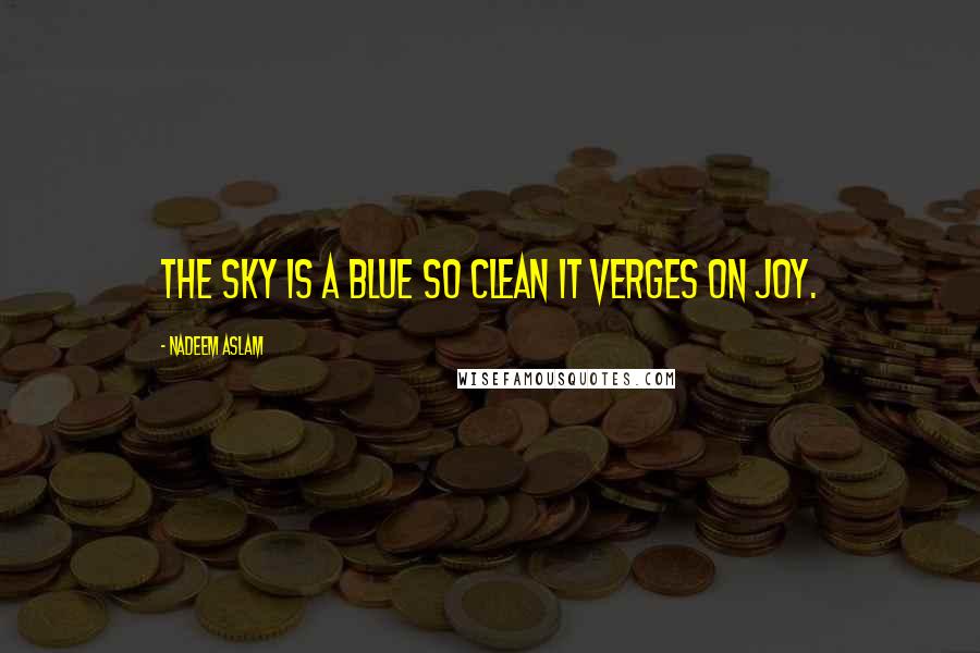 Nadeem Aslam Quotes: The sky is a blue so clean it verges on joy.