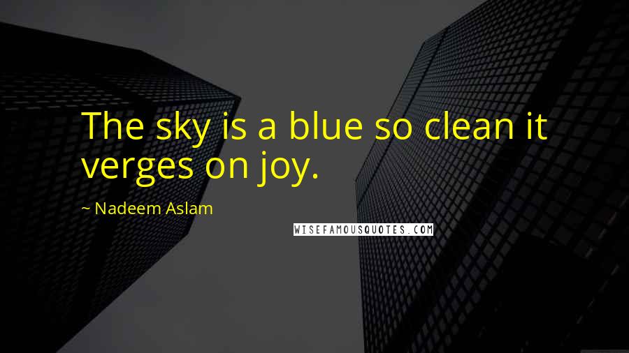 Nadeem Aslam Quotes: The sky is a blue so clean it verges on joy.