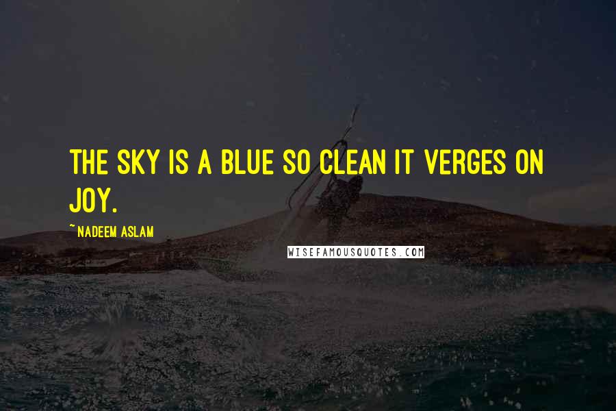 Nadeem Aslam Quotes: The sky is a blue so clean it verges on joy.