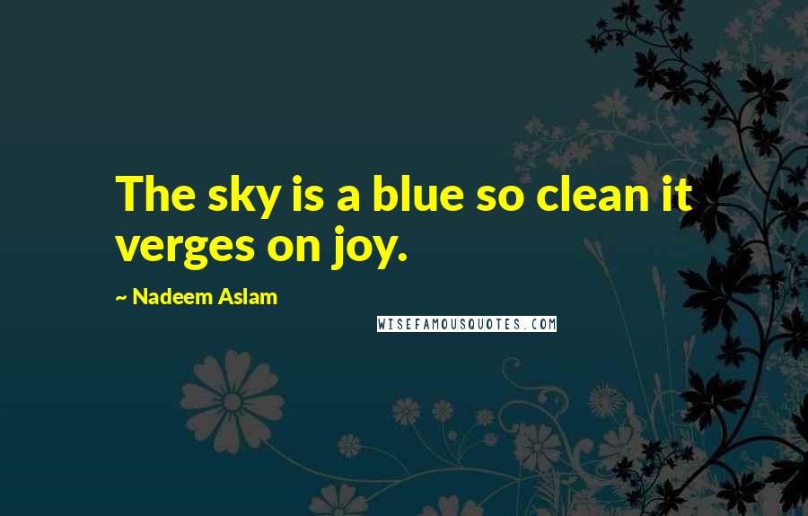 Nadeem Aslam Quotes: The sky is a blue so clean it verges on joy.