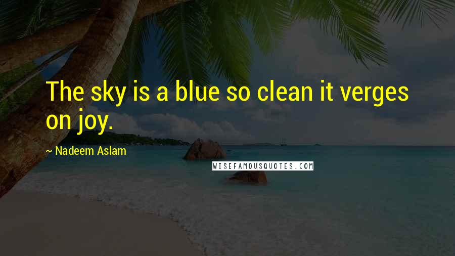 Nadeem Aslam Quotes: The sky is a blue so clean it verges on joy.