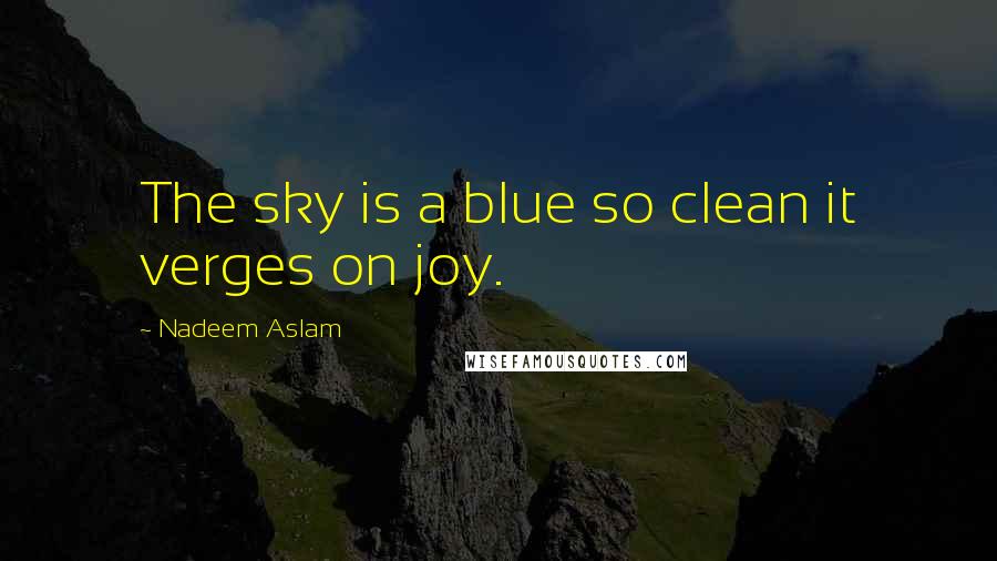 Nadeem Aslam Quotes: The sky is a blue so clean it verges on joy.