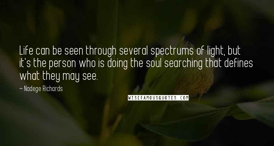 Nadege Richards Quotes: Life can be seen through several spectrums of light, but it's the person who is doing the soul searching that defines what they may see.