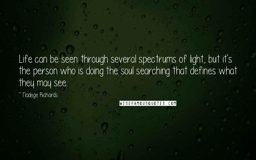 Nadege Richards Quotes: Life can be seen through several spectrums of light, but it's the person who is doing the soul searching that defines what they may see.