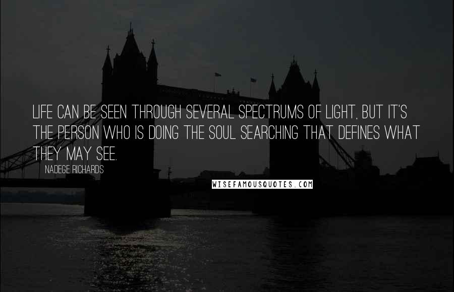 Nadege Richards Quotes: Life can be seen through several spectrums of light, but it's the person who is doing the soul searching that defines what they may see.