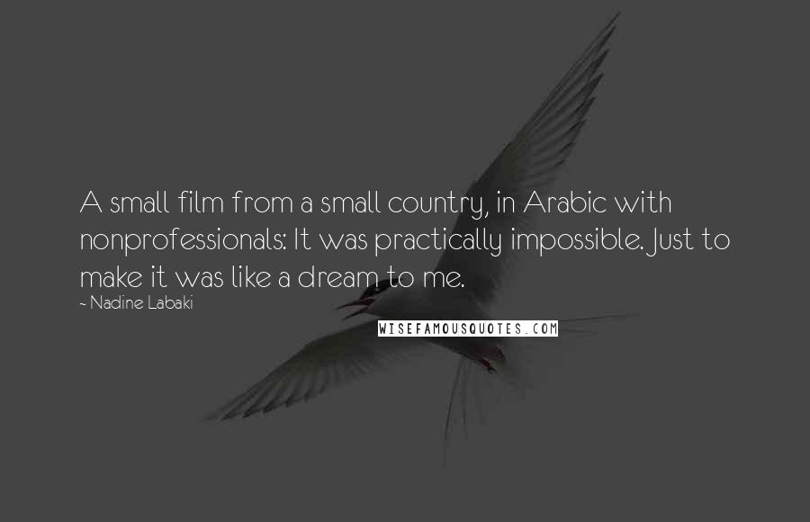 Nadine Labaki Quotes: A small film from a small country, in Arabic with nonprofessionals: It was practically impossible. Just to make it was like a dream to me.