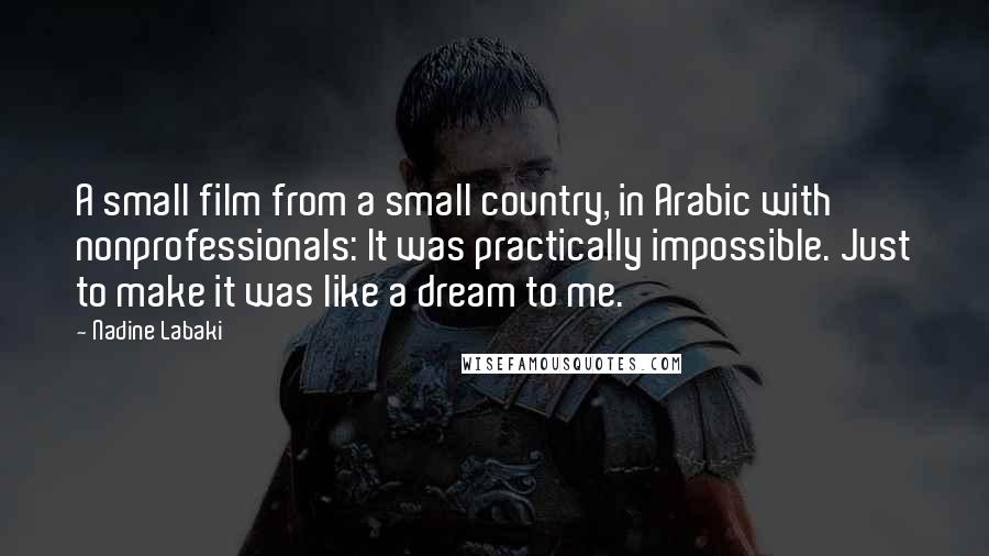 Nadine Labaki Quotes: A small film from a small country, in Arabic with nonprofessionals: It was practically impossible. Just to make it was like a dream to me.