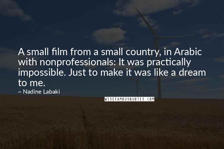 Nadine Labaki Quotes: A small film from a small country, in Arabic with nonprofessionals: It was practically impossible. Just to make it was like a dream to me.