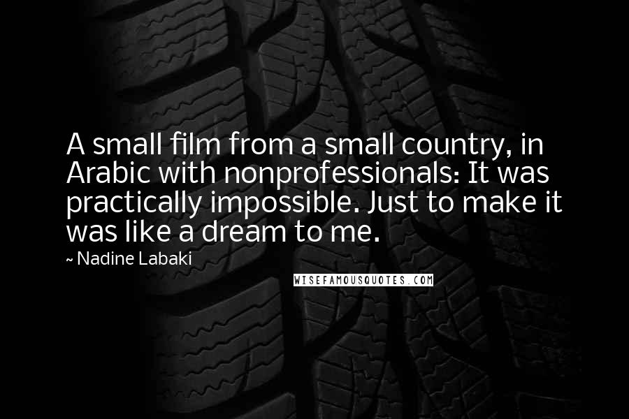 Nadine Labaki Quotes: A small film from a small country, in Arabic with nonprofessionals: It was practically impossible. Just to make it was like a dream to me.