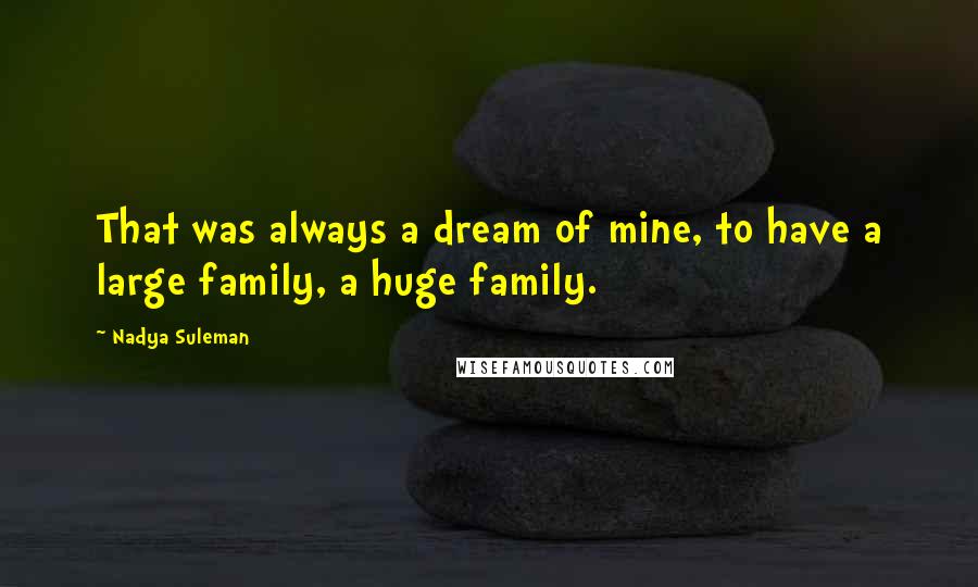 Nadya Suleman Quotes: That was always a dream of mine, to have a large family, a huge family.