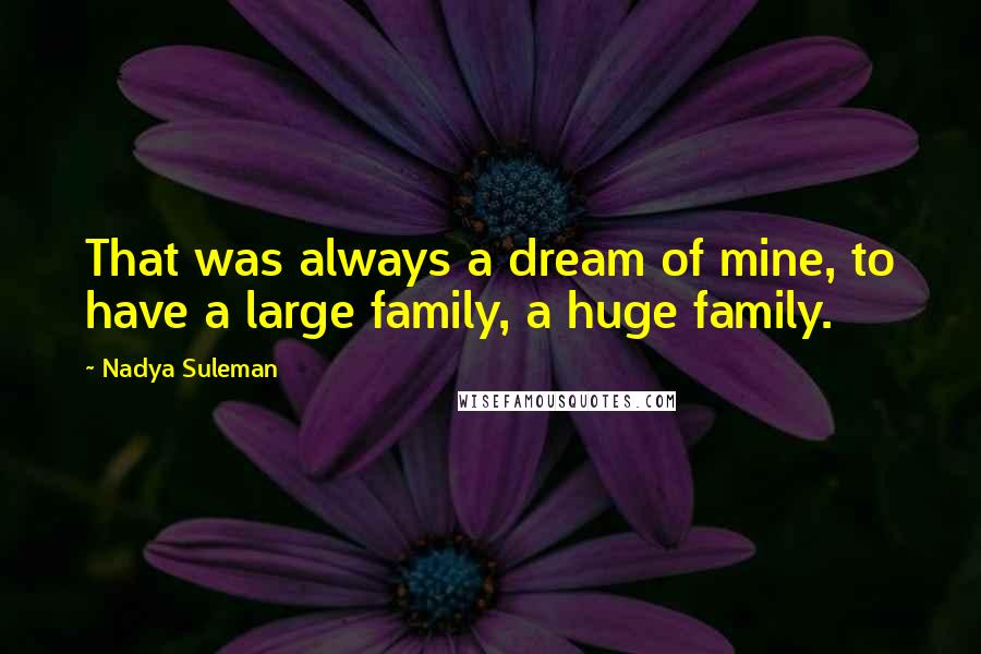 Nadya Suleman Quotes: That was always a dream of mine, to have a large family, a huge family.