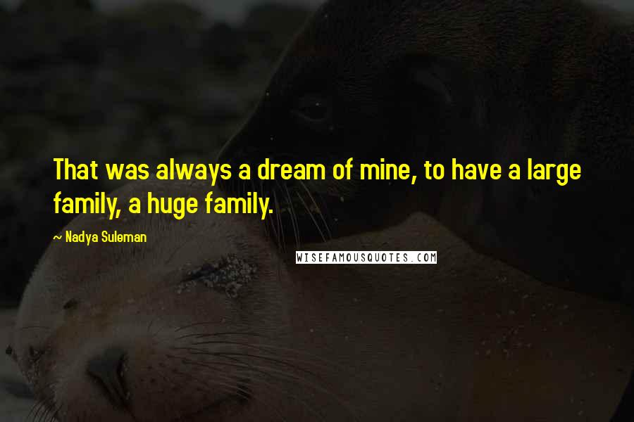 Nadya Suleman Quotes: That was always a dream of mine, to have a large family, a huge family.