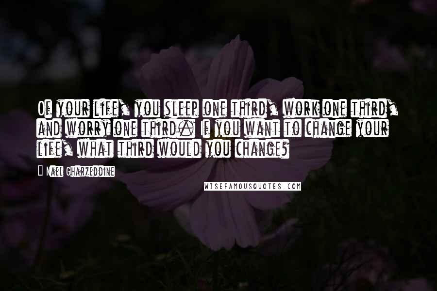 Nael Gharzeddine Quotes: Of your life, you sleep one third, work one third, and worry one third. If you want to change your life, what third would you change?