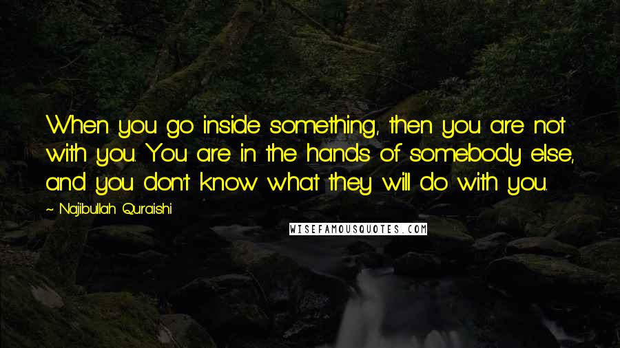 Najibullah Quraishi Quotes: When you go inside something, then you are not with you. You are in the hands of somebody else, and you don't know what they will do with you.