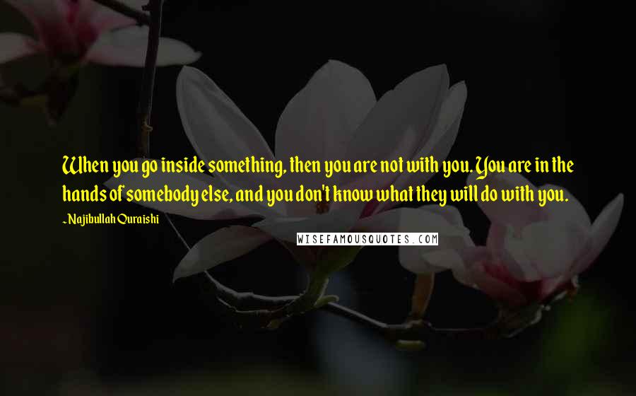 Najibullah Quraishi Quotes: When you go inside something, then you are not with you. You are in the hands of somebody else, and you don't know what they will do with you.