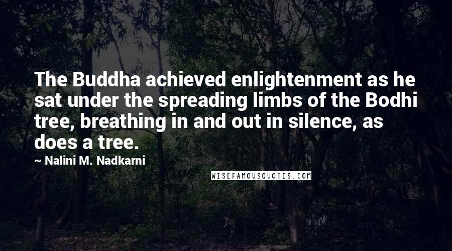 Nalini M. Nadkarni Quotes: The Buddha achieved enlightenment as he sat under the spreading limbs of the Bodhi tree, breathing in and out in silence, as does a tree.