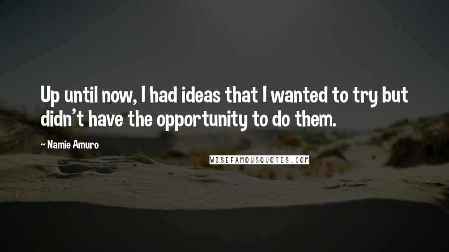 Namie Amuro Quotes: Up until now, I had ideas that I wanted to try but didn't have the opportunity to do them.