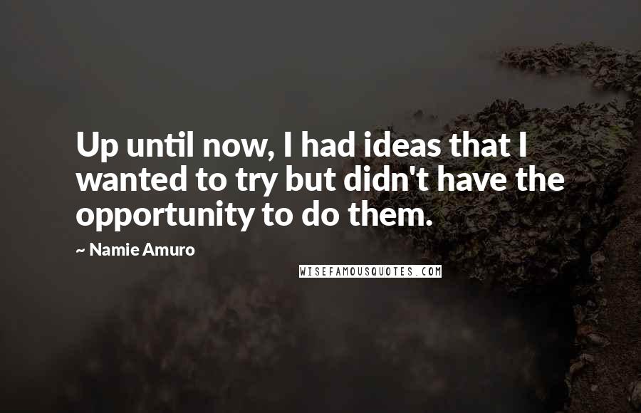 Namie Amuro Quotes: Up until now, I had ideas that I wanted to try but didn't have the opportunity to do them.