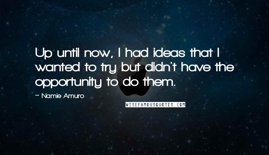Namie Amuro Quotes: Up until now, I had ideas that I wanted to try but didn't have the opportunity to do them.