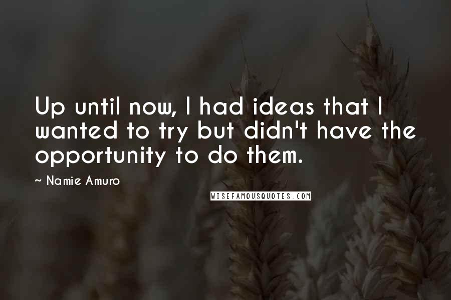 Namie Amuro Quotes: Up until now, I had ideas that I wanted to try but didn't have the opportunity to do them.