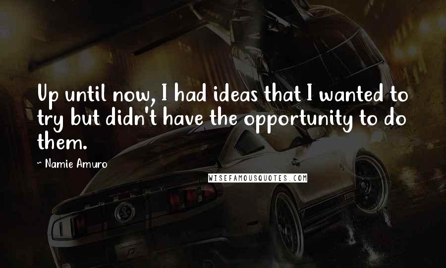 Namie Amuro Quotes: Up until now, I had ideas that I wanted to try but didn't have the opportunity to do them.