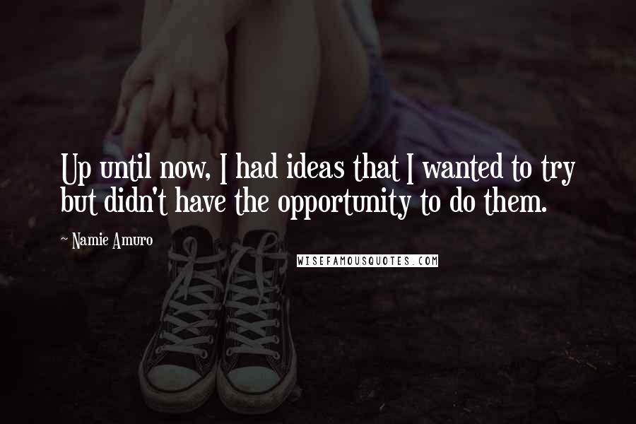 Namie Amuro Quotes: Up until now, I had ideas that I wanted to try but didn't have the opportunity to do them.