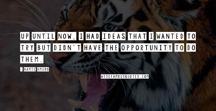 Namie Amuro Quotes: Up until now, I had ideas that I wanted to try but didn't have the opportunity to do them.