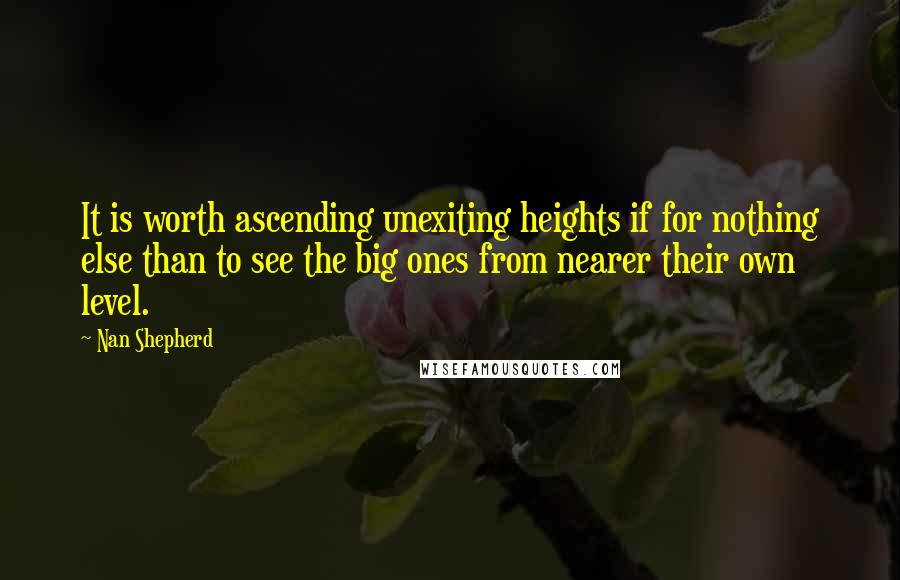 Nan Shepherd Quotes: It is worth ascending unexiting heights if for nothing else than to see the big ones from nearer their own level.