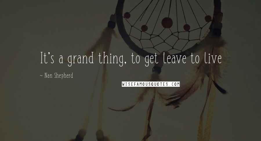 Nan Shepherd Quotes: It's a grand thing, to get leave to live