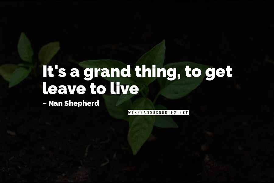 Nan Shepherd Quotes: It's a grand thing, to get leave to live