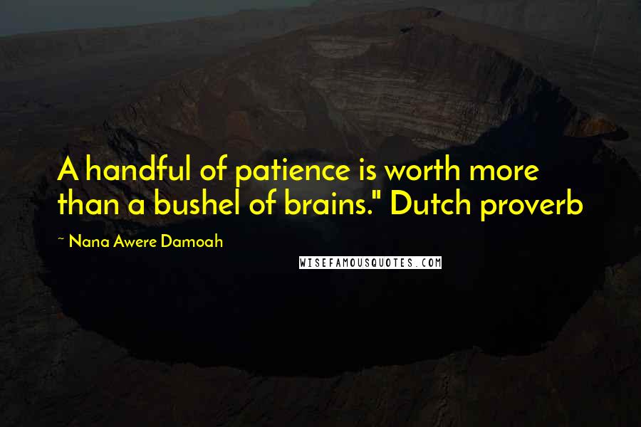 Nana Awere Damoah Quotes: A handful of patience is worth more than a bushel of brains." Dutch proverb