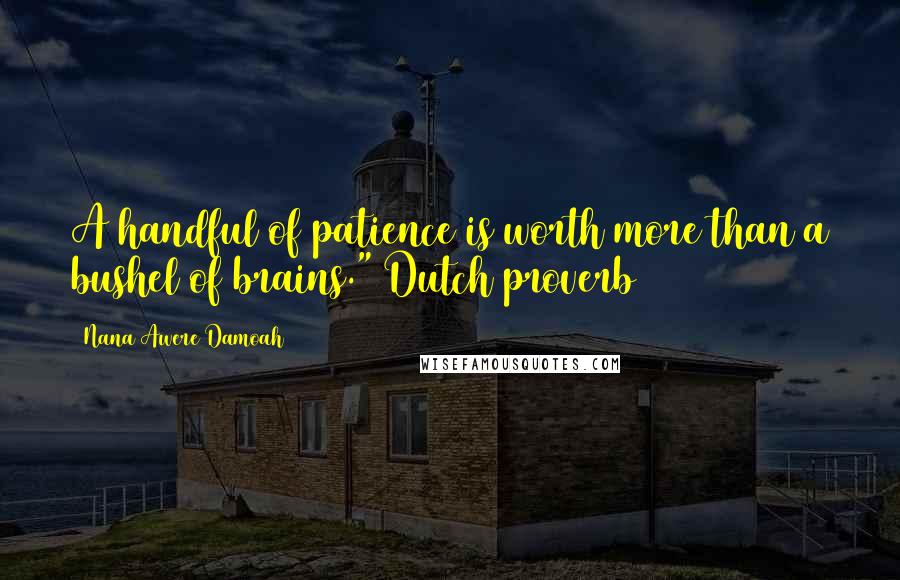 Nana Awere Damoah Quotes: A handful of patience is worth more than a bushel of brains." Dutch proverb