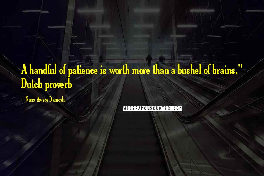 Nana Awere Damoah Quotes: A handful of patience is worth more than a bushel of brains." Dutch proverb