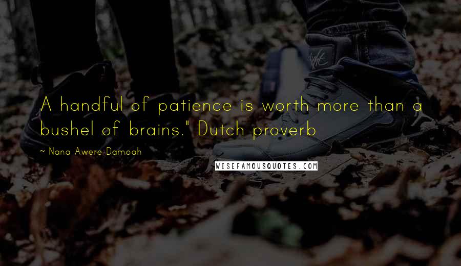 Nana Awere Damoah Quotes: A handful of patience is worth more than a bushel of brains." Dutch proverb