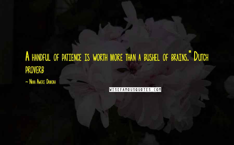 Nana Awere Damoah Quotes: A handful of patience is worth more than a bushel of brains." Dutch proverb
