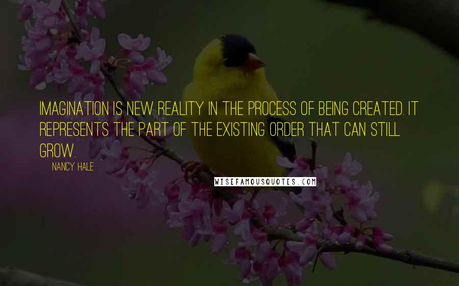 Nancy Hale Quotes: Imagination is new reality in the process of being created. It represents the part of the existing order that can still grow.