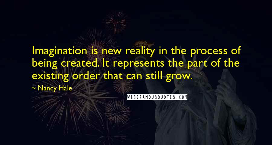 Nancy Hale Quotes: Imagination is new reality in the process of being created. It represents the part of the existing order that can still grow.