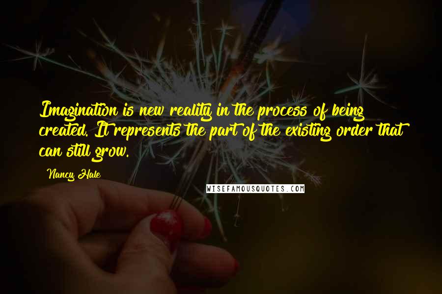 Nancy Hale Quotes: Imagination is new reality in the process of being created. It represents the part of the existing order that can still grow.