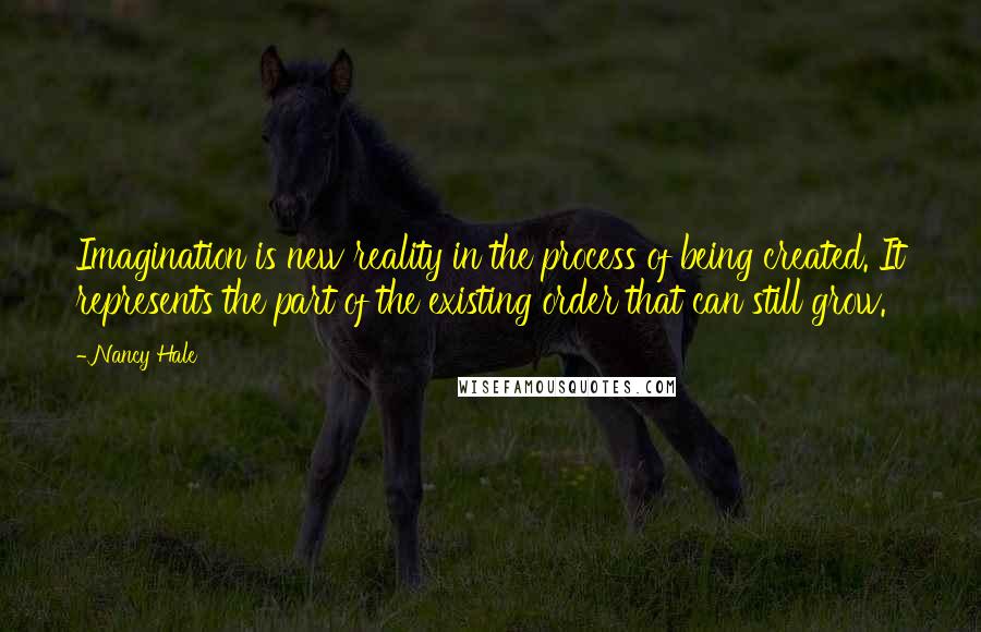 Nancy Hale Quotes: Imagination is new reality in the process of being created. It represents the part of the existing order that can still grow.