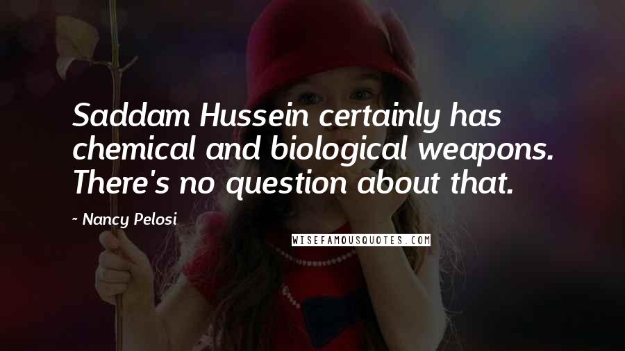Nancy Pelosi Quotes: Saddam Hussein certainly has chemical and biological weapons. There's no question about that.